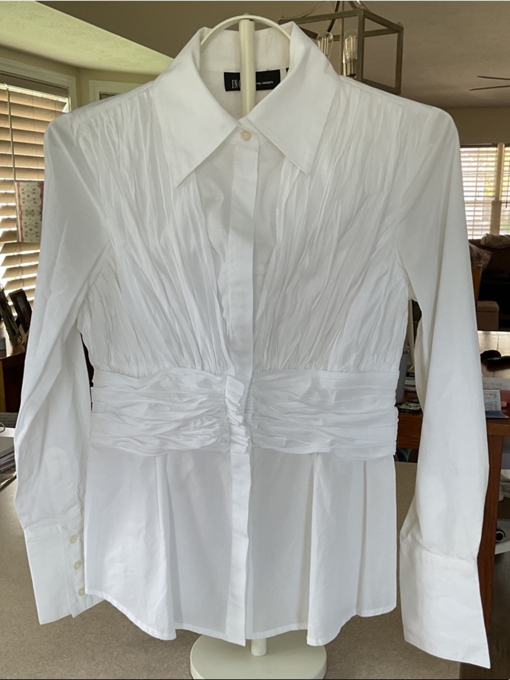 INC International Concepts White Collared Button Shirt